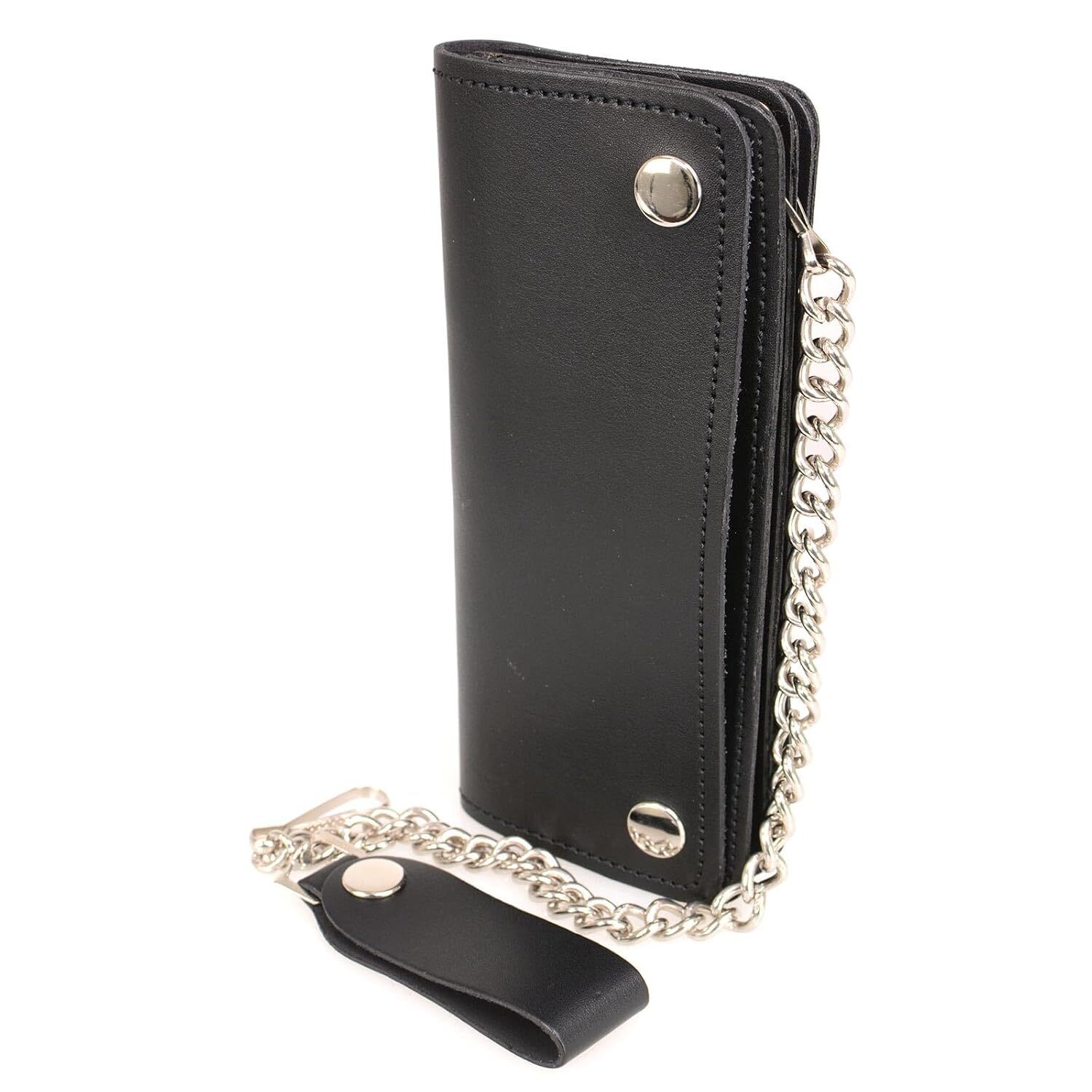Mlw7812 Men's 8” Leather Long Bi-Fold Biker Wallet